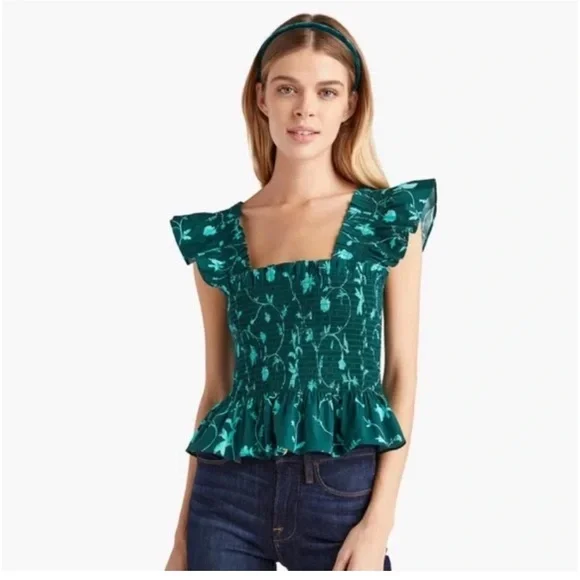 NWT Hill House Paz Nap Top in Emerald Botanical (green) size small - Picture 1 of 5